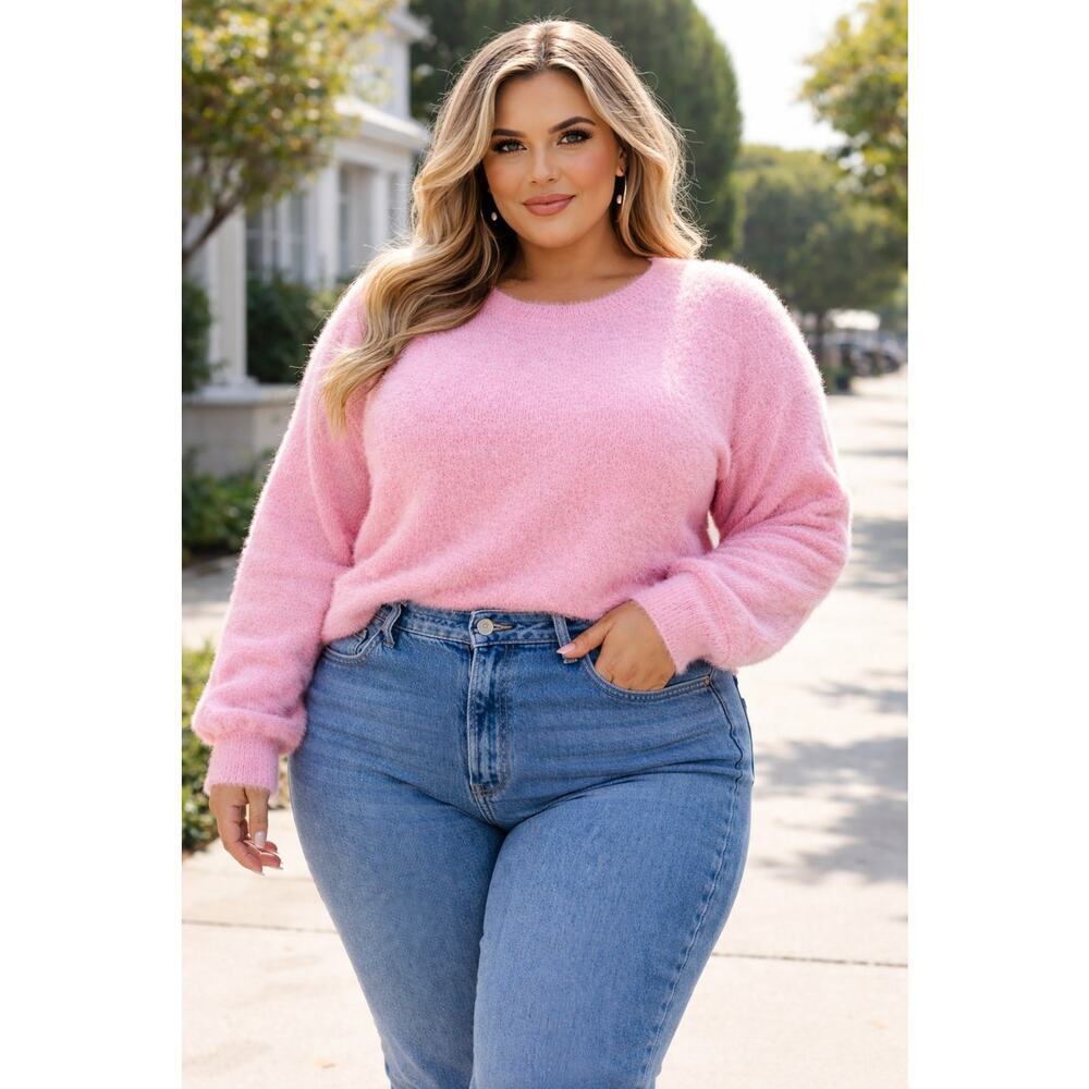 show me your mumu sweater Xl Pink Eyelash Oversize Pretty Pink Knit Cozy Comfort - Picture 1 of 7